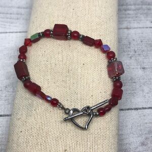 Artist signed sterling silver art glass bracelet romantic boho free spirit layer
